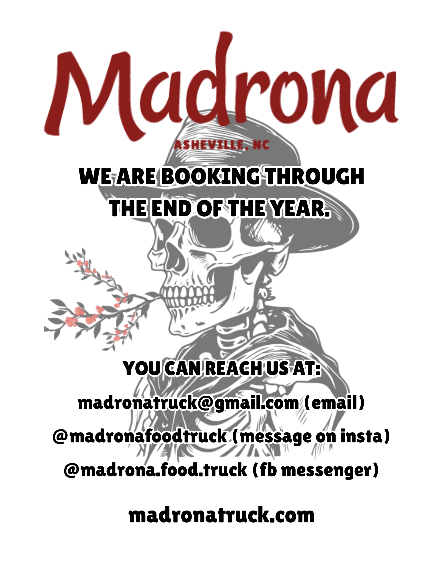 flyer with Madrona Logo and contact info